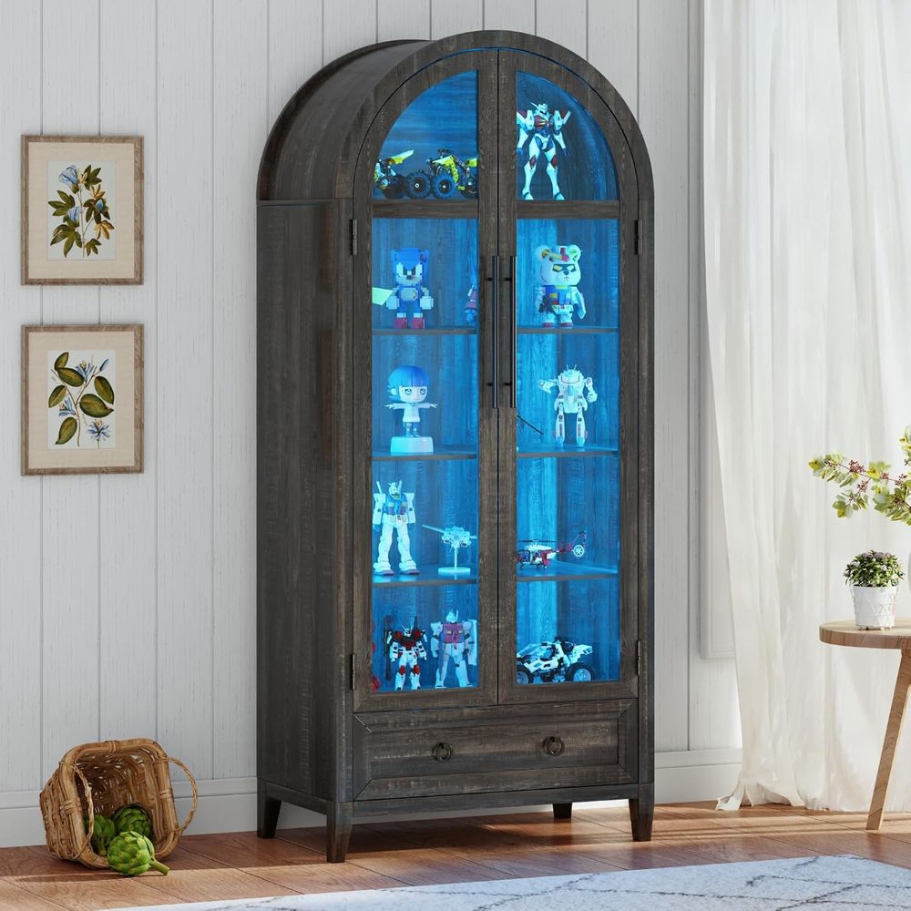 Collectible Collection - 73 Arched Glass Display Cabinet with