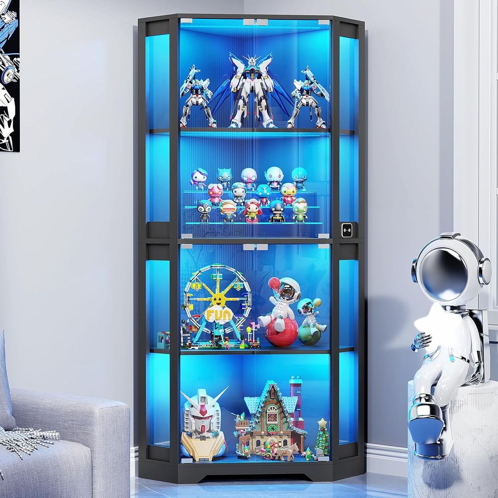 Collectible Collection - 65 Illuminated Glass Display Cabinet, 4-Tier