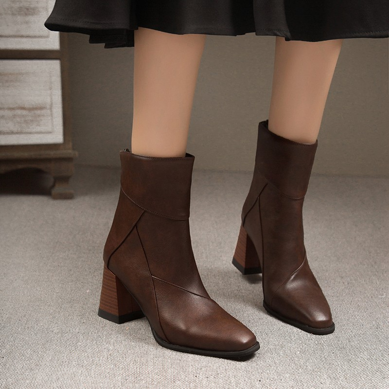 Vintage Zipper - Soft Leather Vintage Small Square Toe