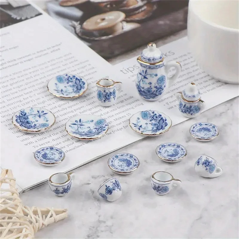 Vintage Collectible Items - 15Pcs/Set Vintage Miniature White Porcelain Tea