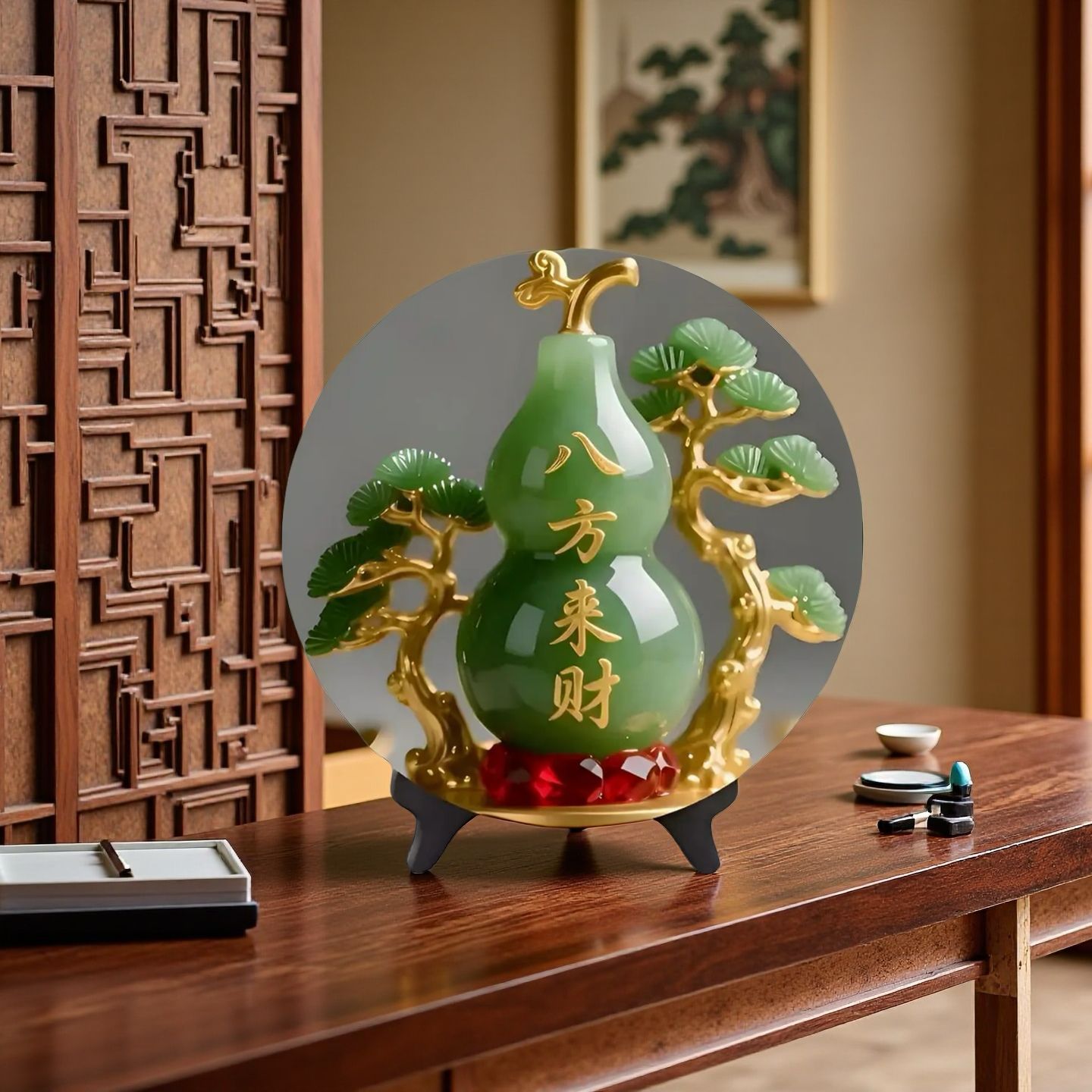 Natural Jade Gourd Figurine Ho - огляд і ціна Vintage Collectible Furniture