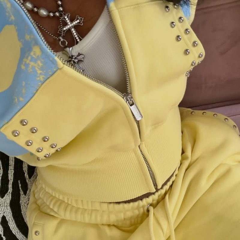 2 Pcs Hoodie Co-ords Yellow Me - огляд і ціна Vintage Zipper