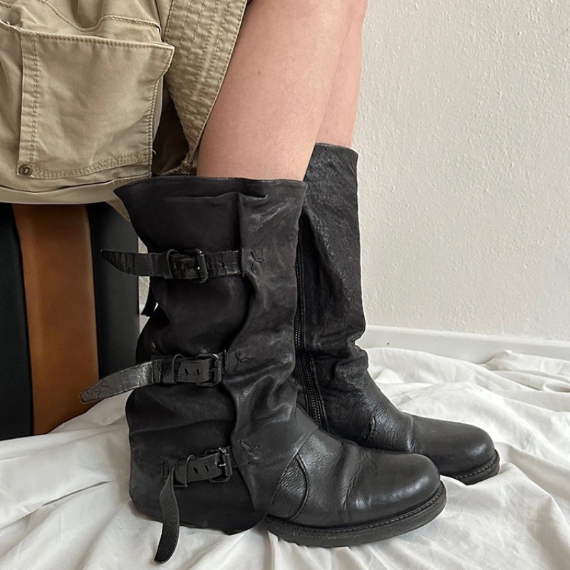 Black Belt Buckle Pleated Mid- - огляд і ціна Vintage Zipper